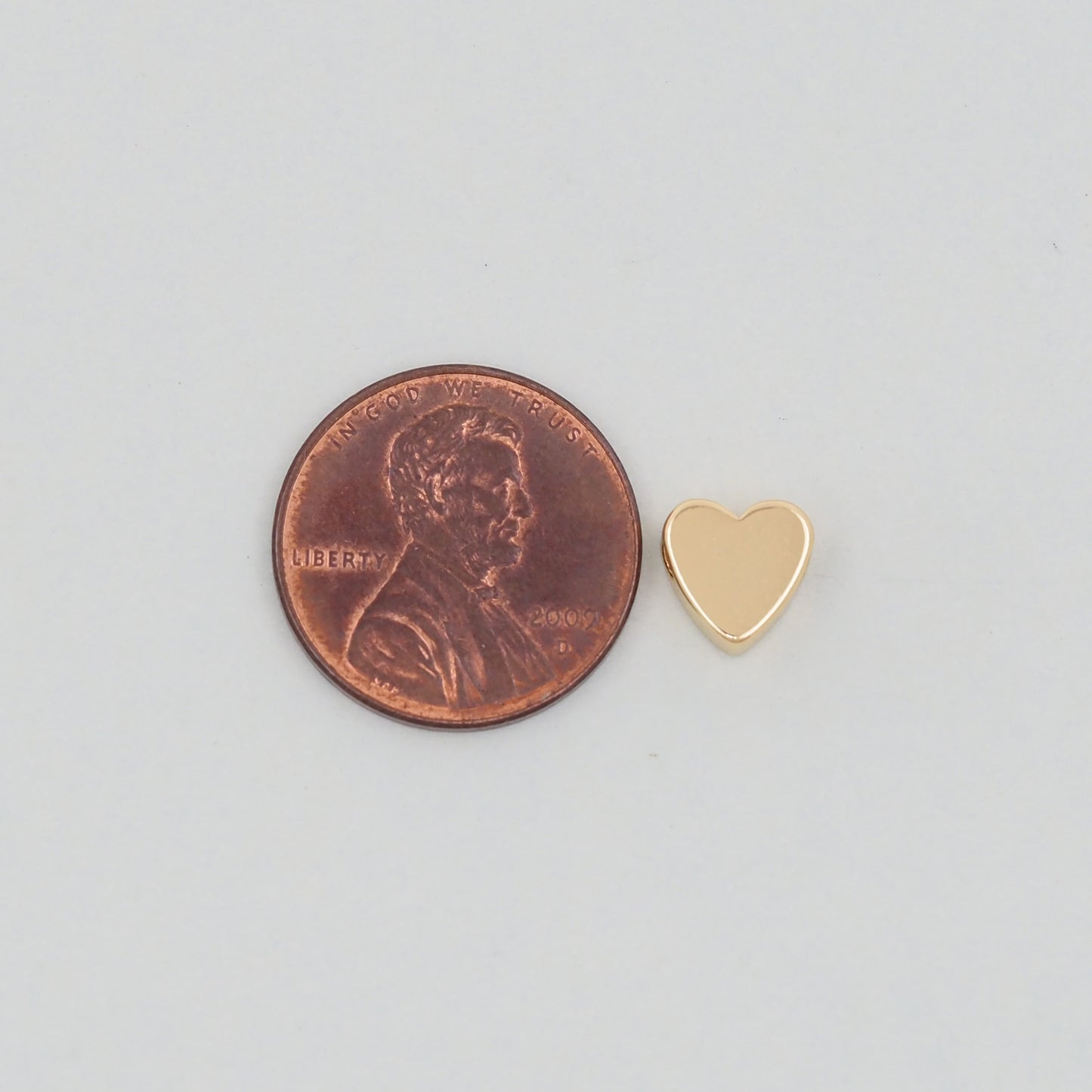 Gold Heart Beads Charms,18K Gold Filled Heart Bracelet Necklace for DIY Jewelry Making Supply hole 2mm