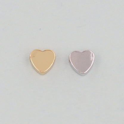 Gold Heart Beads Charms,18K Gold Filled Heart Bracelet Necklace for DIY Jewelry Making Supply hole 2mm