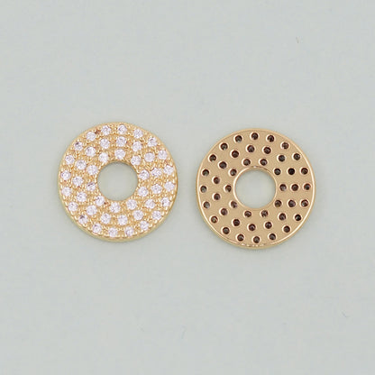 Gold Round Charms,18K Gold Filled Round Pendant,Silver geometry Charm Bracelet Necklace for DIY Jewelry Making Supply