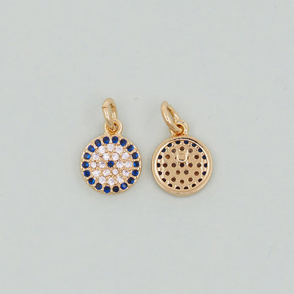 Gold Round Evil Eye Charms,18K Gold Filled Evil Eye Pendant,Evil Eye Charm Bracelet Necklace for DIY Jewelry Making Supply