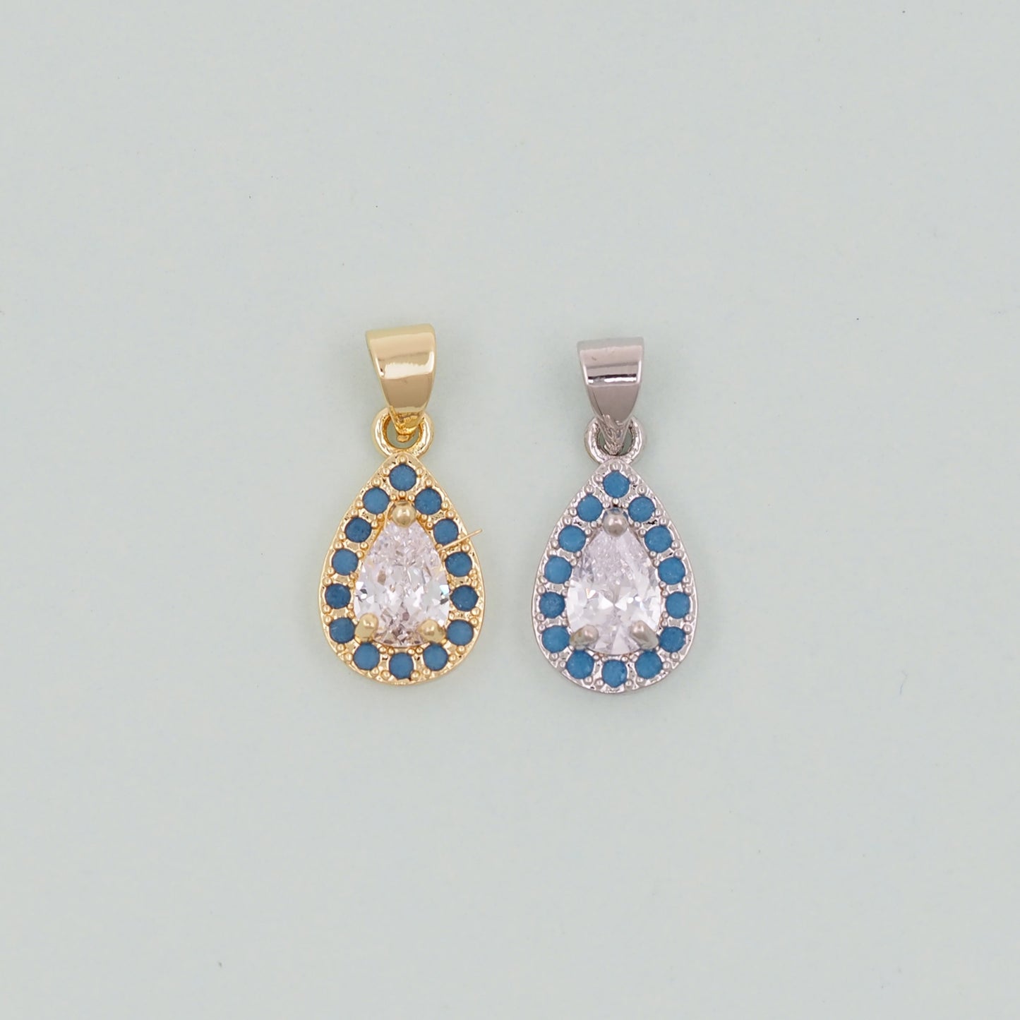 Gold Teardrop Charms,18K Gold Filled teardrop Pendant,CZ Micro Pave teardrop Charm Bracelet Necklace for DIY Jewelry Making Supply