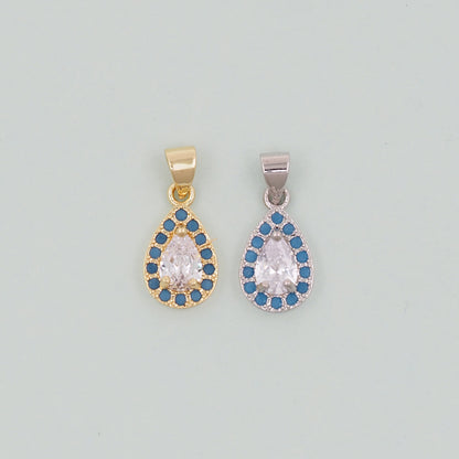 Gold Teardrop Charms,18K Gold Filled teardrop Pendant,CZ Micro Pave teardrop Charm Bracelet Necklace for DIY Jewelry Making Supply