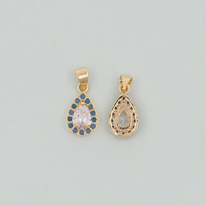 Gold Teardrop Charms,18K Gold Filled teardrop Pendant,CZ Micro Pave teardrop Charm Bracelet Necklace for DIY Jewelry Making Supply