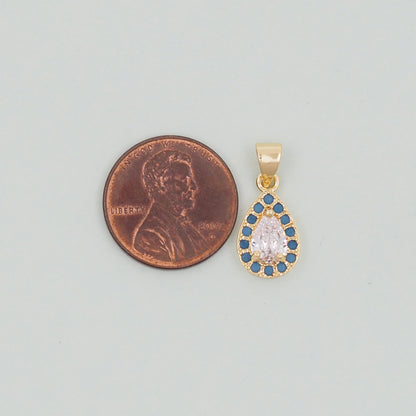 Gold Teardrop Charms,18K Gold Filled teardrop Pendant,CZ Micro Pave teardrop Charm Bracelet Necklace for DIY Jewelry Making Supply
