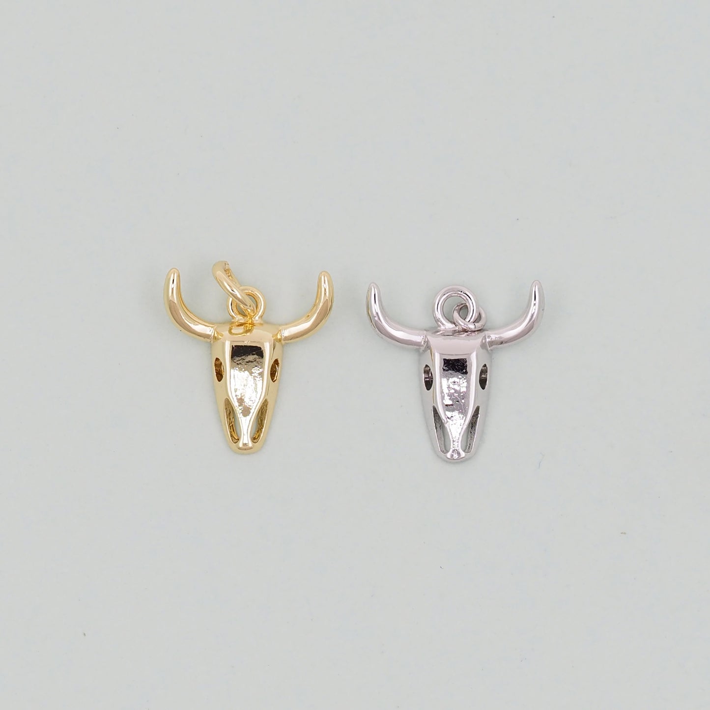 Gold Bull Head Charms,18K Gold Filled bull head Pendant,Silver bull head Charm Bracelet Necklace for DIY Jewelry Making Supply