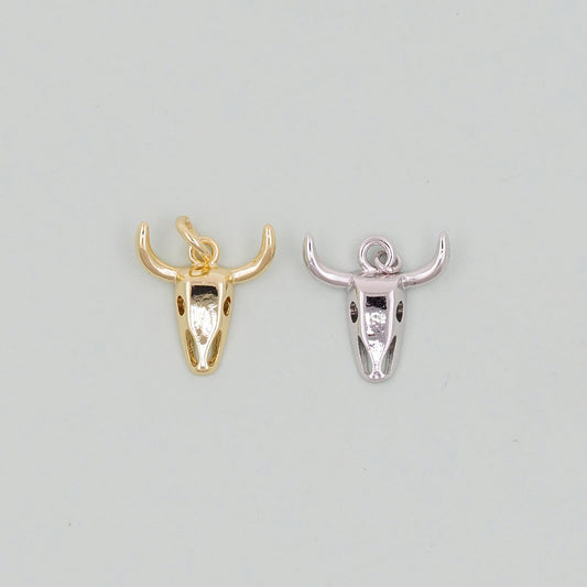 Gold Bull Head Charms,18K Gold Filled bull head Pendant,Silver bull head Charm Bracelet Necklace for DIY Jewelry Making Supply