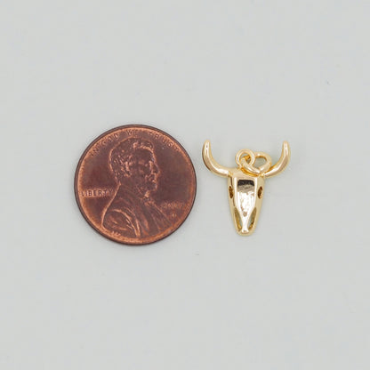 Gold Bull Head Charms,18K Gold Filled bull head Pendant,Silver bull head Charm Bracelet Necklace for DIY Jewelry Making Supply
