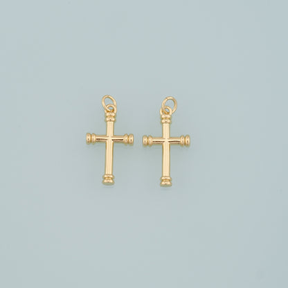 Gold Cross Charms,18K Gold Filled Cross Pendant,Religion Charm Bracelet Necklace for DIY Jewelry Making Supply