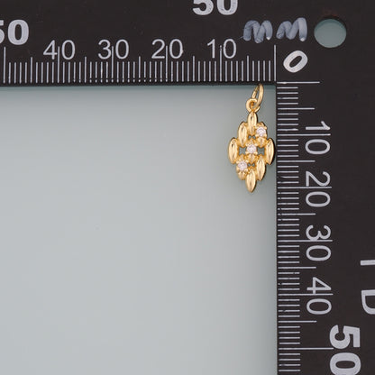 18K Gold Filled Rhombus Pendant, CZ Micro Pave Rhombus Charm Bracelet Necklace for DIY Jewelry Making Supply