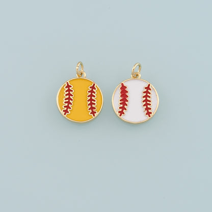 Gold Sports Charms,18K Gold Filled Baseball Pendant,Enamel Softball Charm Bracelet Necklace for DIY Jewelry Making Supply