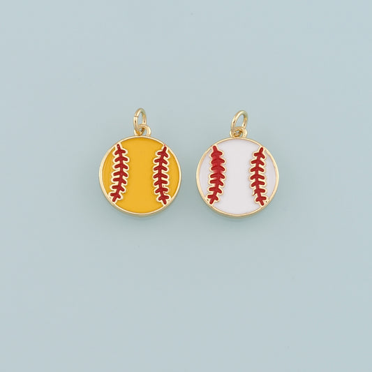 Gold Sports Charms,18K Gold Filled Baseball Pendant,Enamel Softball Charm Bracelet Necklace for DIY Jewelry Making Supply