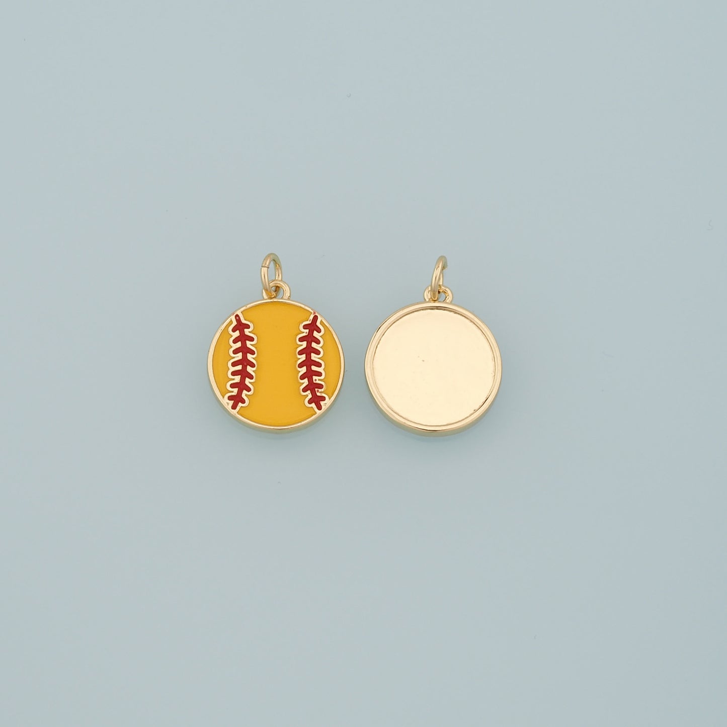 Gold Sports Charms,18K Gold Filled Baseball Pendant,Enamel Softball Charm Bracelet Necklace for DIY Jewelry Making Supply