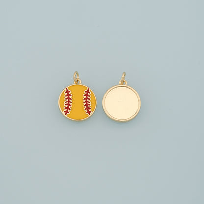 Gold Sports Charms,18K Gold Filled Baseball Pendant,Enamel Softball Charm Bracelet Necklace for DIY Jewelry Making Supply
