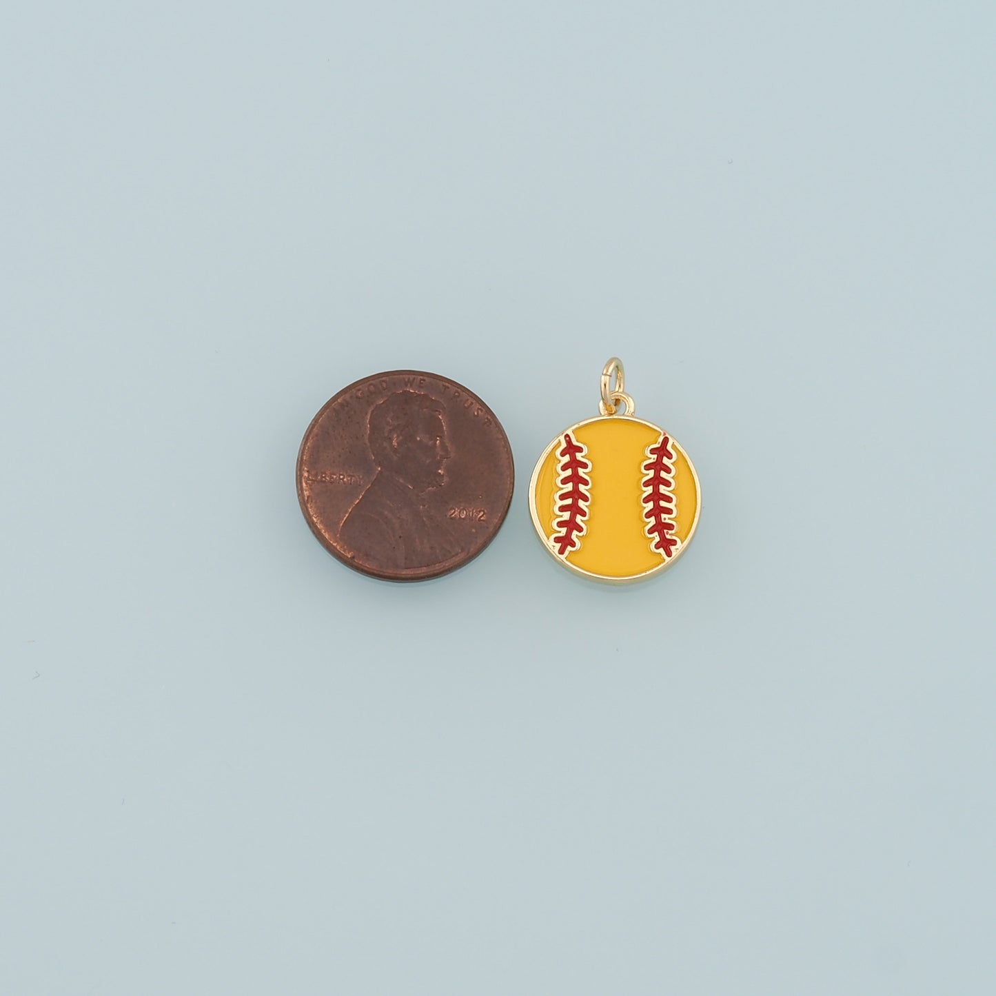 Gold Sports Charms,18K Gold Filled Baseball Pendant,Enamel Softball Charm Bracelet Necklace for DIY Jewelry Making Supply
