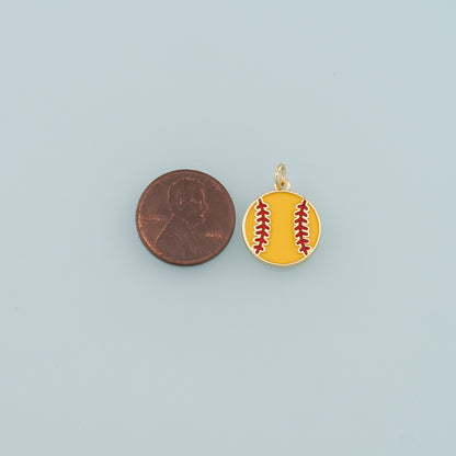 Gold Sports Charms,18K Gold Filled Baseball Pendant,Enamel Softball Charm Bracelet Necklace for DIY Jewelry Making Supply