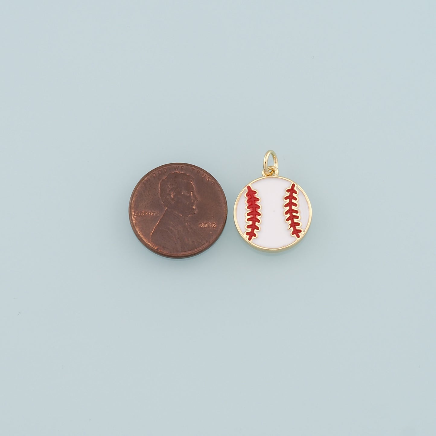 Gold Sports Charms,18K Gold Filled Baseball Pendant,Enamel Softball Charm Bracelet Necklace for DIY Jewelry Making Supply
