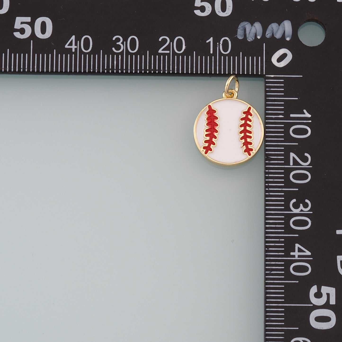 Gold Sports Charms,18K Gold Filled Baseball Pendant,Enamel Softball Charm Bracelet Necklace for DIY Jewelry Making Supply