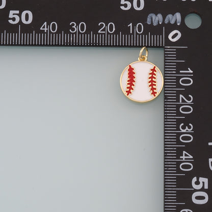 Gold Sports Charms,18K Gold Filled Baseball Pendant,Enamel Softball Charm Bracelet Necklace for DIY Jewelry Making Supply