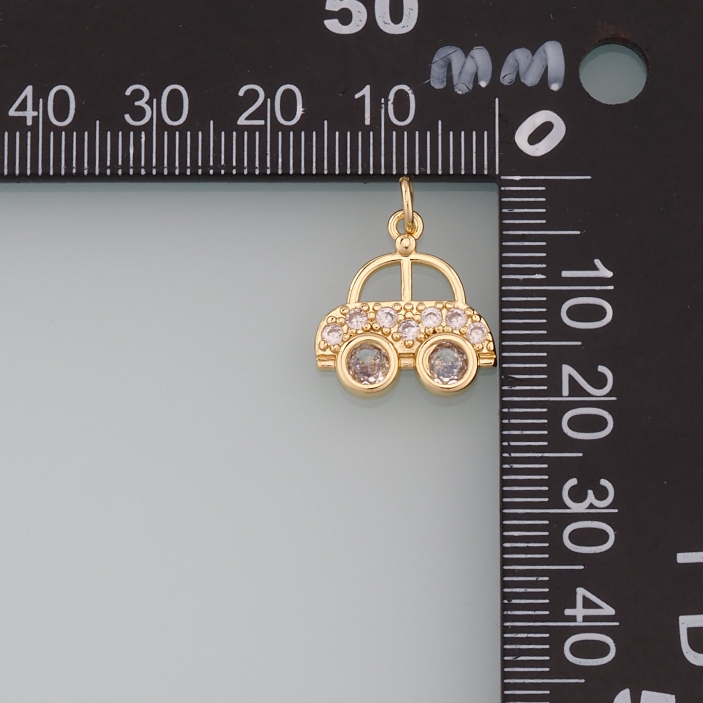 18K Gold Filled Car Pendant,CZ Micro Pave Car Charm Bracelet Necklace for DIY Jewelry Making Supply