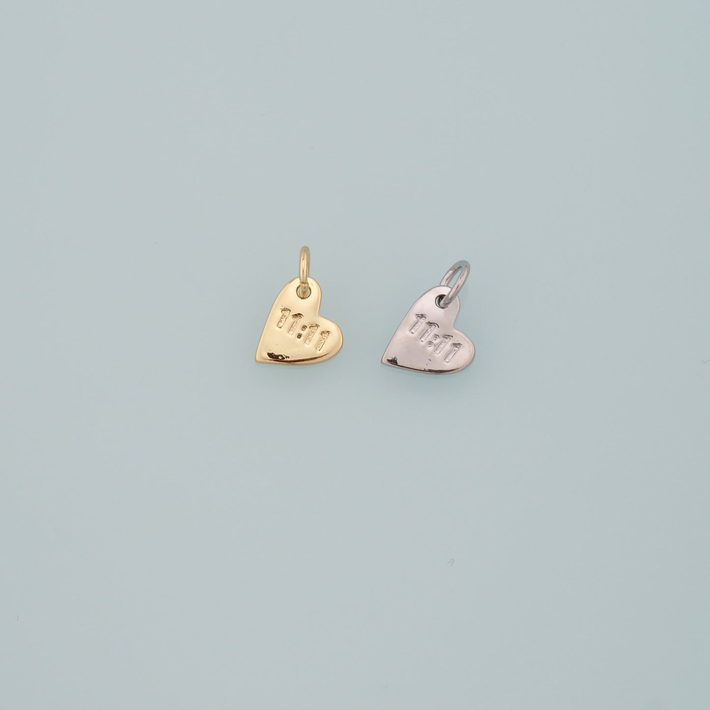 Gold Angel Numbers Charms,18K Gold Filled 11:11 Pendant,Heart Charm Bracelet Necklace for DIY Jewelry Making Supply
