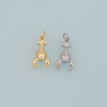 Gold Lobster Charms,18K Gold Filled Lobster Pendant,Ocean Charm Bracelet Necklace for DIY Jewelry Making Supply