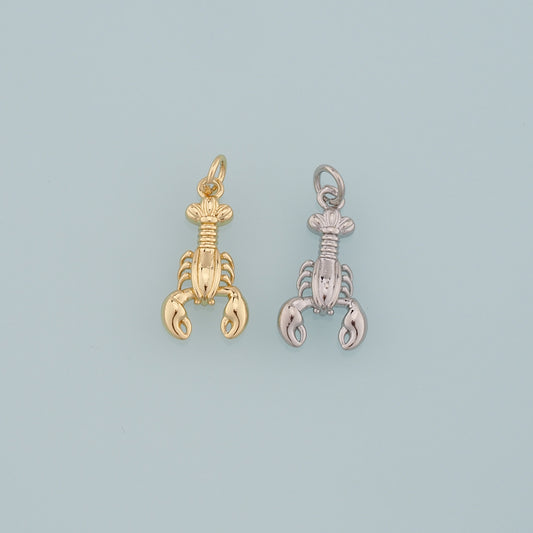 Gold Lobster Charms,18K Gold Filled Lobster Pendant,Ocean Charm Bracelet Necklace for DIY Jewelry Making Supply