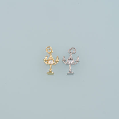 18K Gold Filled Candlestick Pendant,Candlestick Charm Bracelet Necklace for DIY Jewelry Making Supply