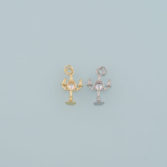 18K Gold Filled Candlestick Pendant,Candlestick Charm Bracelet Necklace for DIY Jewelry Making Supply