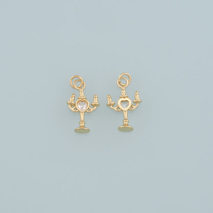 18K Gold Filled Candlestick Pendant,Candlestick Charm Bracelet Necklace for DIY Jewelry Making Supply