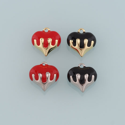 Gold Heart Charms,18K Gold Filled Heart Pendant,Enamel Heart Charm Bracelet Necklace for DIY Jewelry Making Supply