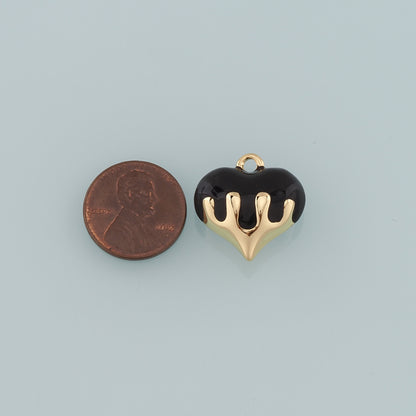 Gold Heart Charms,18K Gold Filled Heart Pendant,Enamel Heart Charm Bracelet Necklace for DIY Jewelry Making Supply