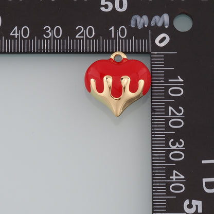 Gold Heart Charms,18K Gold Filled Heart Pendant,Enamel Heart Charm Bracelet Necklace for DIY Jewelry Making Supply