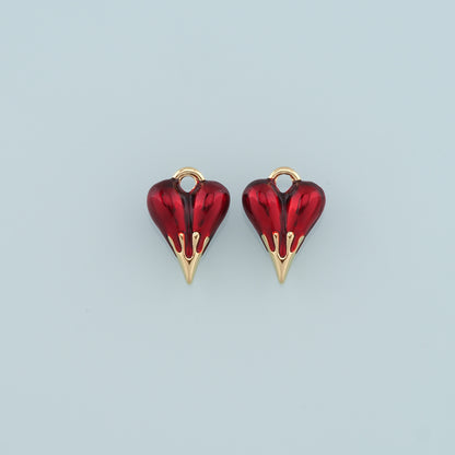 Gold Heart Charms,18K Gold Filled Heart Pendant,Enamel Heart Charm Bracelet Necklace for DIY Jewelry Making Supply