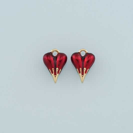 Gold Heart Charms,18K Gold Filled Heart Pendant,Enamel Heart Charm Bracelet Necklace for DIY Jewelry Making Supply