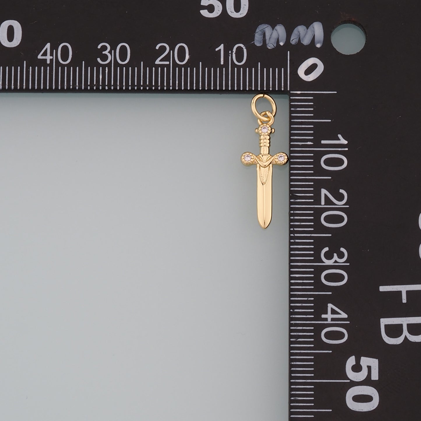 18K Gold Filled Sword Pendant,CZ Micro Pave Sword Charm Bracelet Necklace for DIY Jewelry Making Supply