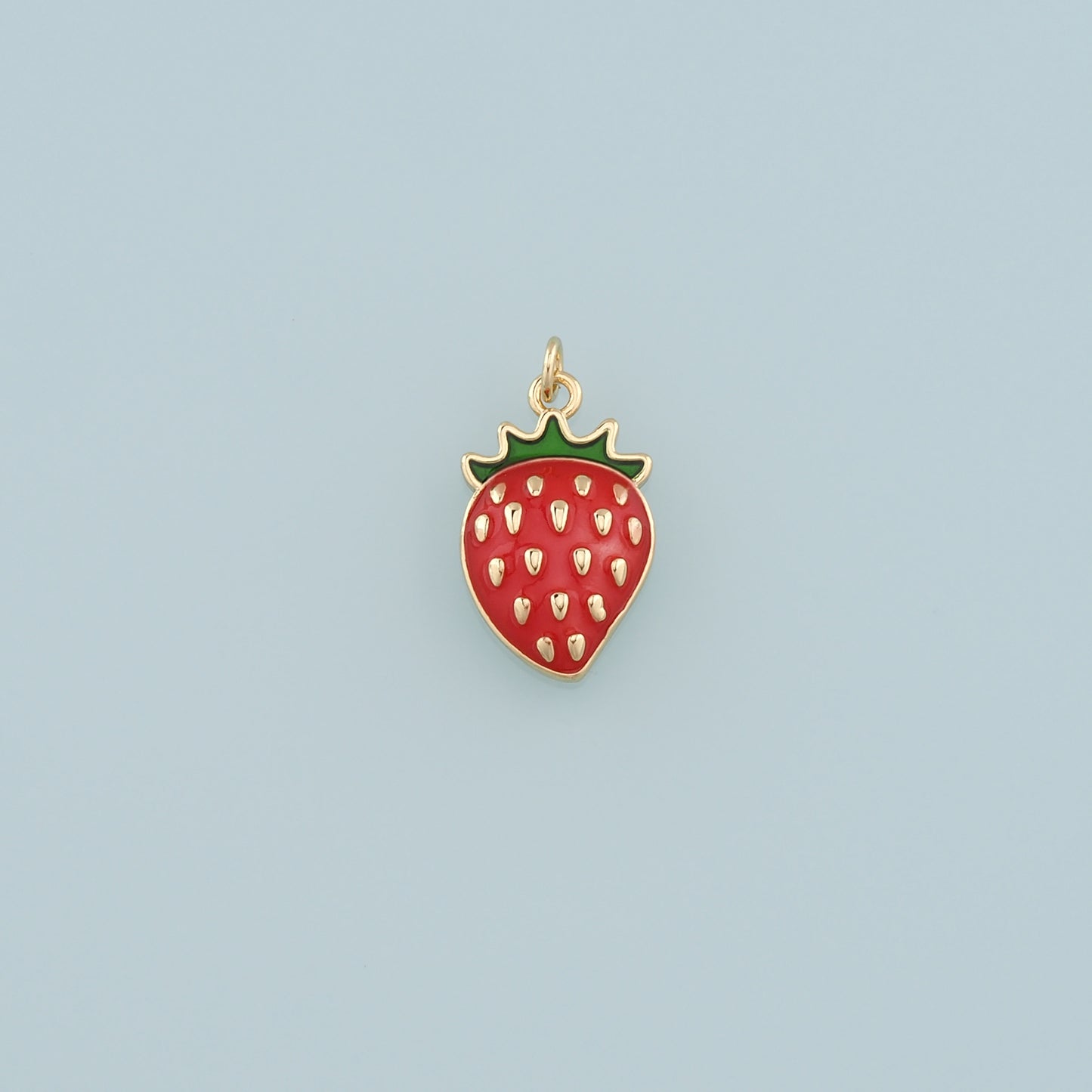 Gold Strawberry Charms,18K Gold Filled Strawberry Pendant,Enamel Fruit Charm Bracelet Necklace for DIY Jewelry Making Supply