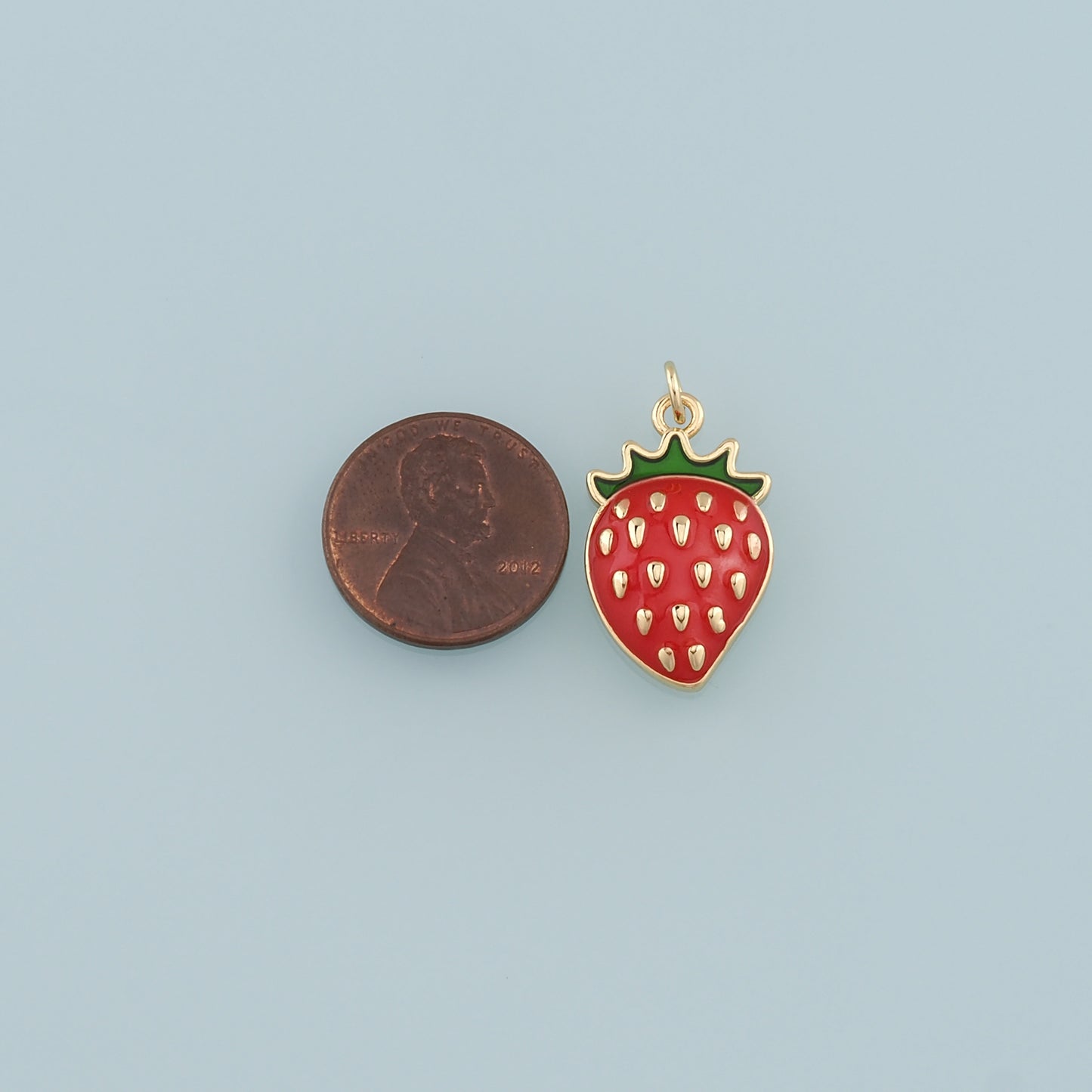 Gold Strawberry Charms,18K Gold Filled Strawberry Pendant,Enamel Fruit Charm Bracelet Necklace for DIY Jewelry Making Supply