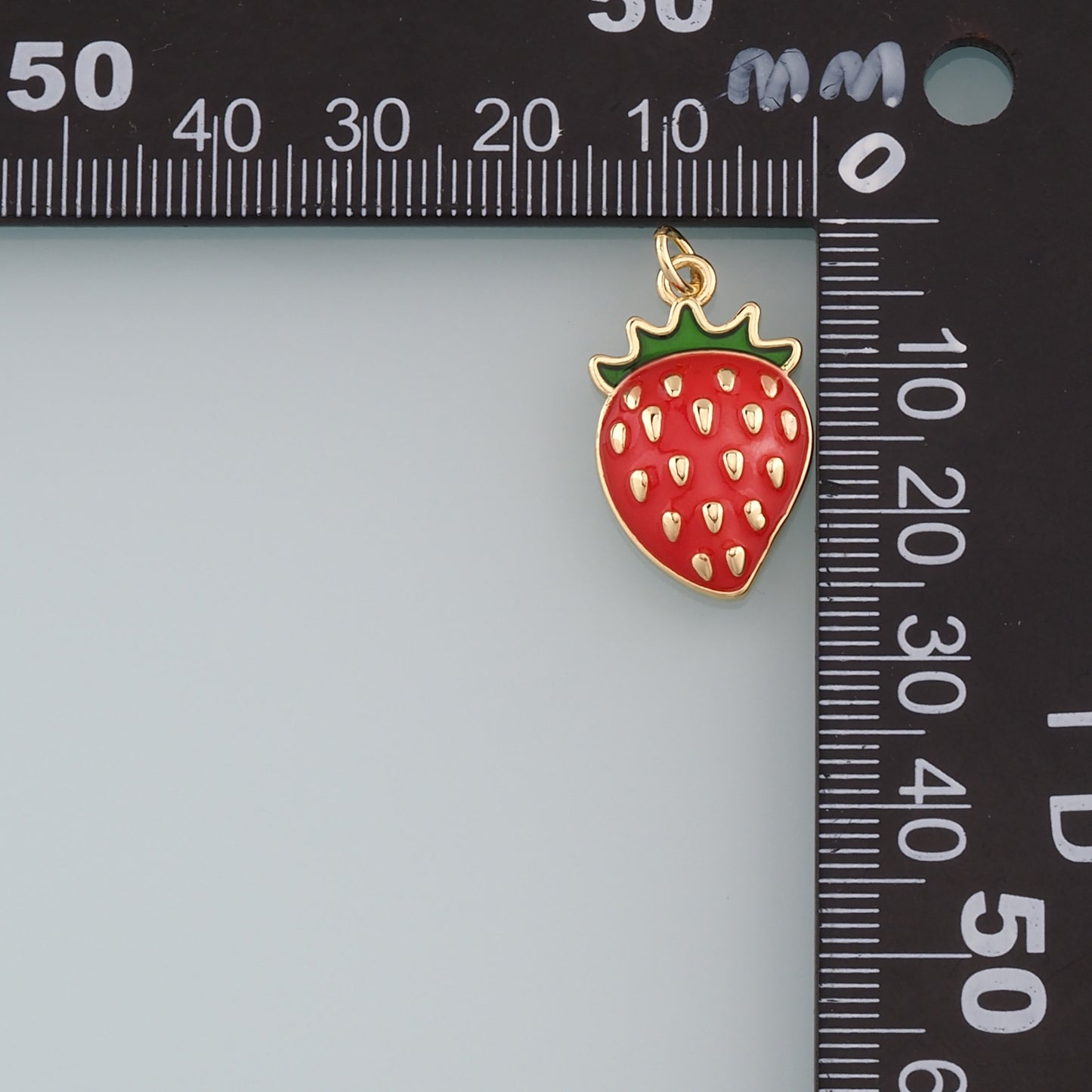 Gold Strawberry Charms,18K Gold Filled Strawberry Pendant,Enamel Fruit Charm Bracelet Necklace for DIY Jewelry Making Supply