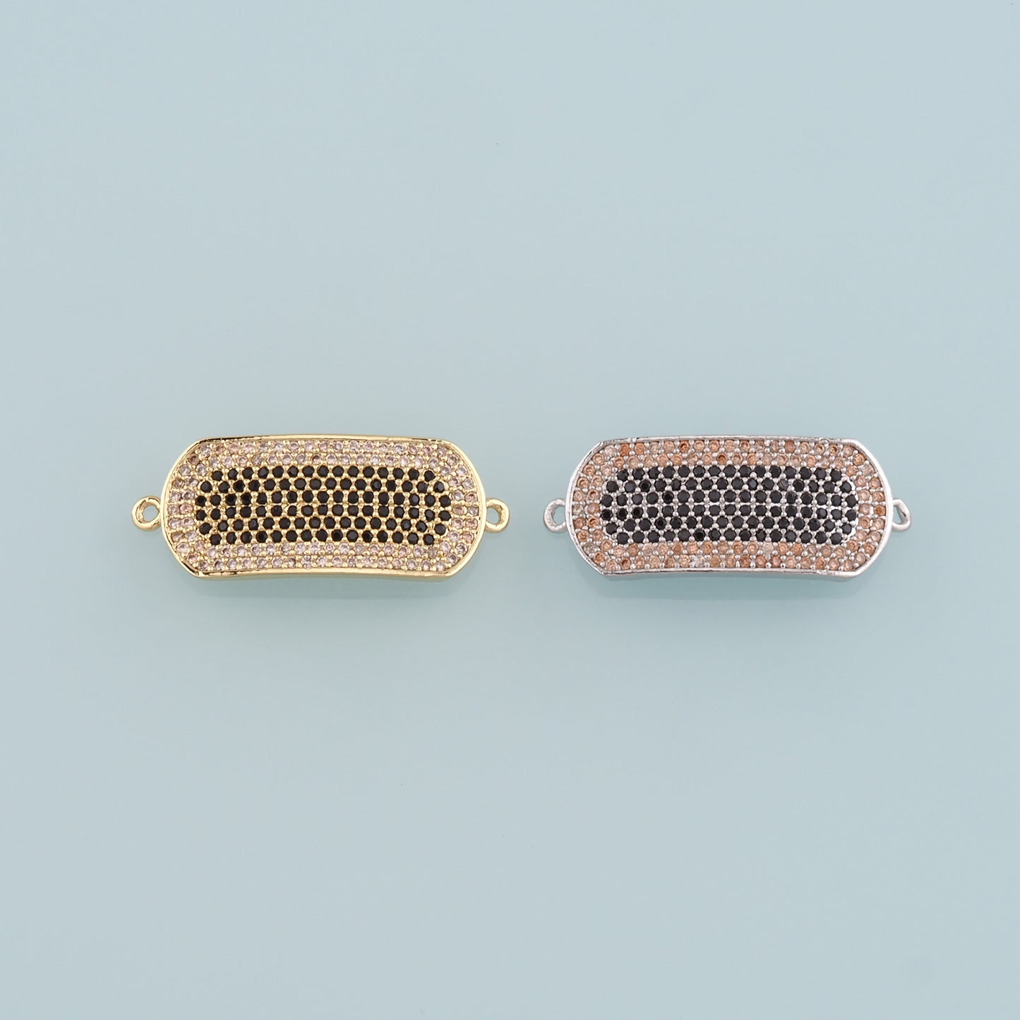 Gold Connector Charm,18K Gold Filled Oval Pendant,CZ Micro Pave Oval Charm Bracelet Necklace for DIY Jewelry Making Supply
