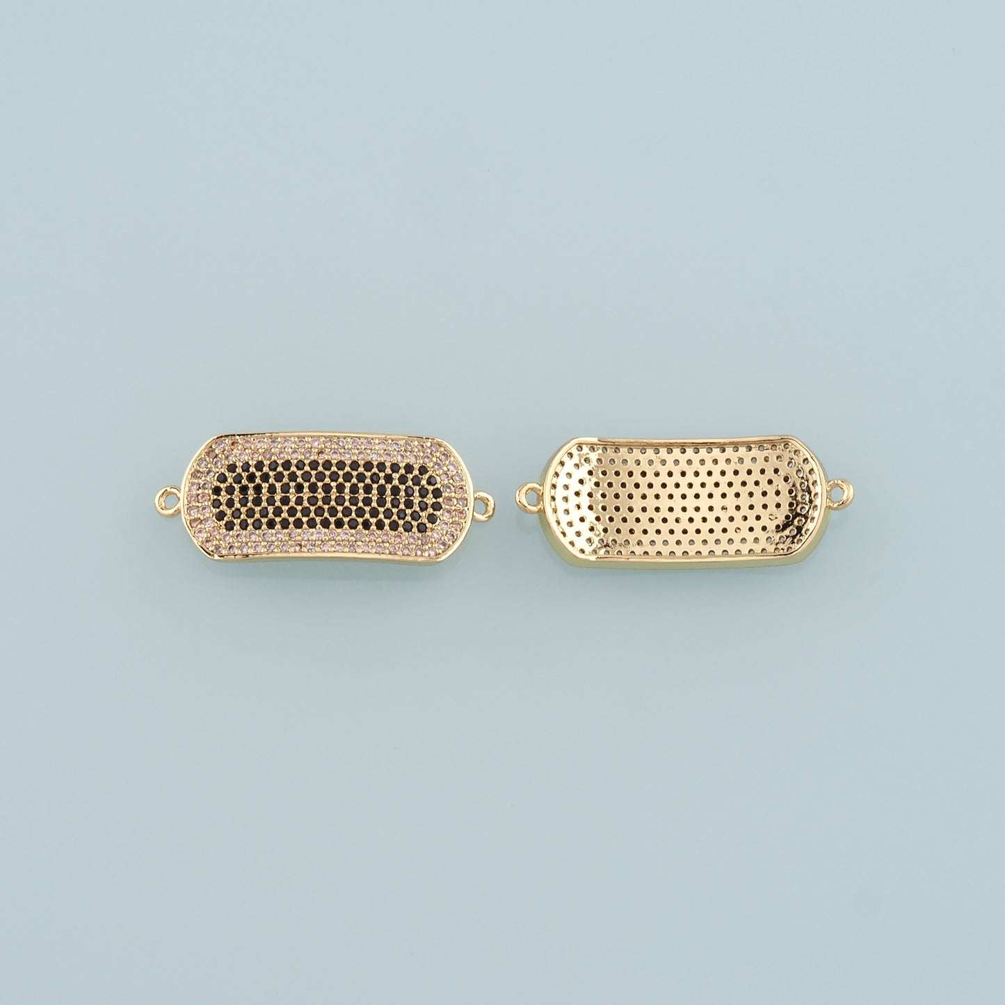 Gold Connector Charm,18K Gold Filled Oval Pendant,CZ Micro Pave Oval Charm Bracelet Necklace for DIY Jewelry Making Supply