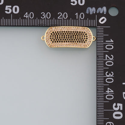 Gold Connector Charm,18K Gold Filled Oval Pendant,CZ Micro Pave Oval Charm Bracelet Necklace for DIY Jewelry Making Supply