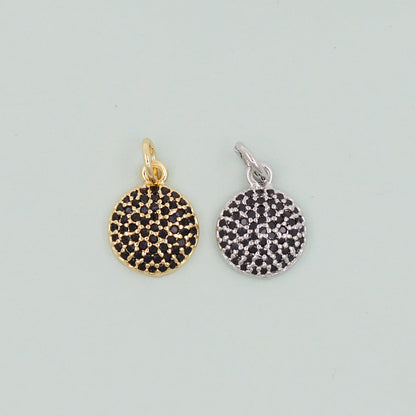 Gold Round Charms,18K Gold Filled Round Pendant,Silver geometry Charm Bracelet Necklace for DIY Jewelry Making Supply