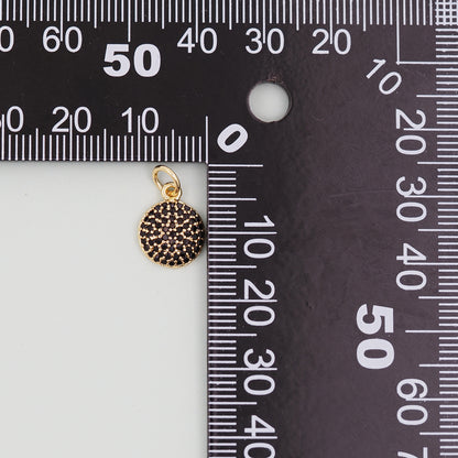 Gold Round Charms,18K Gold Filled Round Pendant,Silver geometry Charm Bracelet Necklace for DIY Jewelry Making Supply
