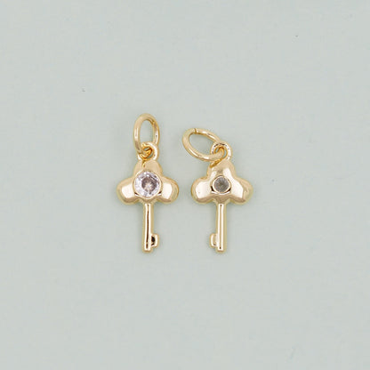 Gold Key Charms,18K Gold Filled Key Pendant,Key Charm Bracelet Necklace for DIY Jewelry Making Supply