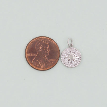 Gold Round Star Charms,18K Gold Filled Starburst Pendant,North Star Charm Bracelet Necklace for DIY Jewelry Making Supply