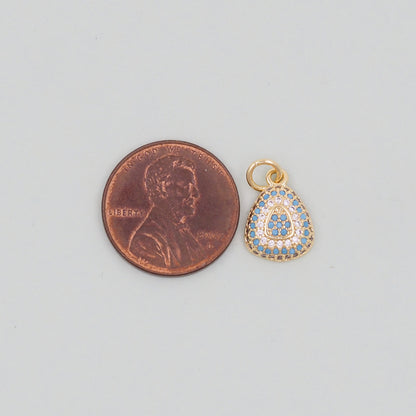 Gold Teardrop Charms,18K Gold Filled teardrop Pendant,CZ Micro Pave teardrop Charm Bracelet Necklace for DIY Jewelry Making Supply