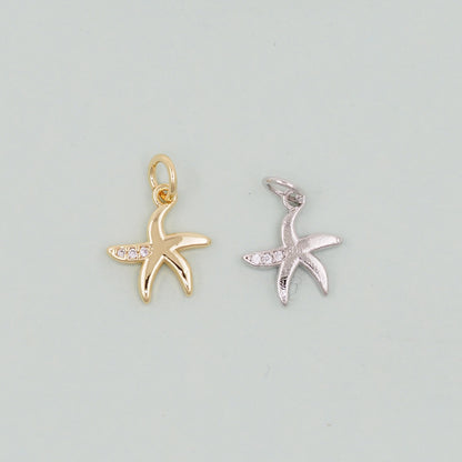 Gold Starfish Charms,18K Gold Filled Sea star Pendant,Starfish Charm Bracelet Necklace for DIY Jewelry Making Supply