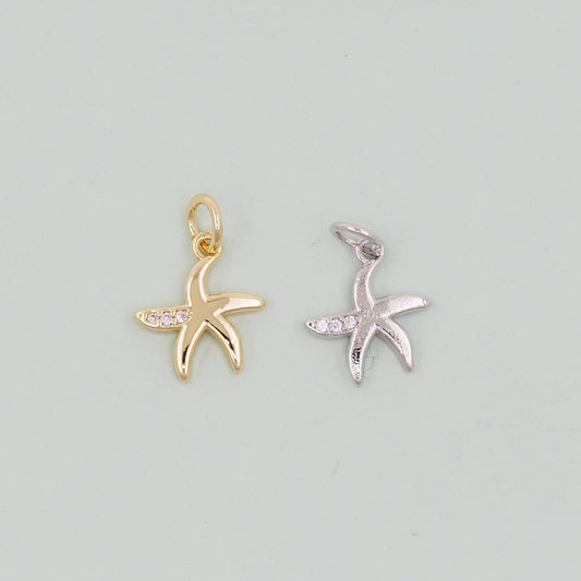 Gold Starfish Charms,18K Gold Filled Sea star Pendant,Starfish Charm Bracelet Necklace for DIY Jewelry Making Supply