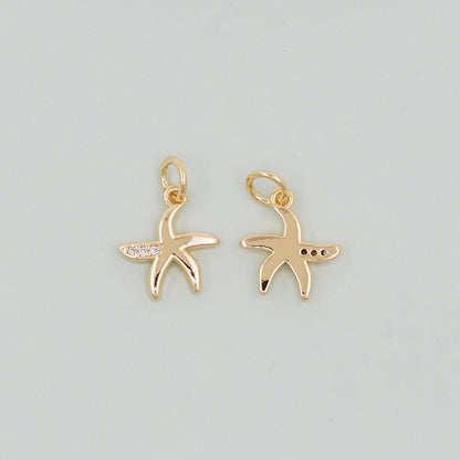 Gold Starfish Charms,18K Gold Filled Sea star Pendant,Starfish Charm Bracelet Necklace for DIY Jewelry Making Supply