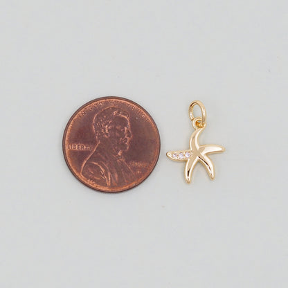 Gold Starfish Charms,18K Gold Filled Sea star Pendant,Starfish Charm Bracelet Necklace for DIY Jewelry Making Supply